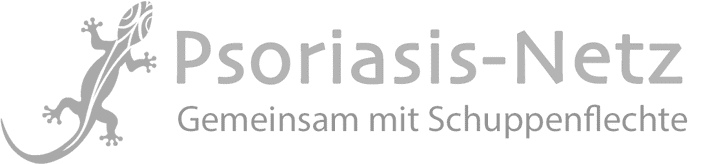 Man sieht das Logo von Psoriasis Netz  in schwarz weiß.